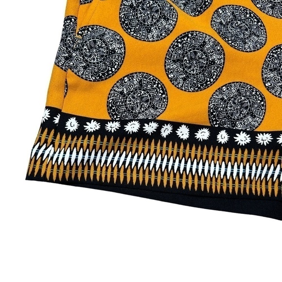 Ann Taylor Mustard Yellow Medallion Print Dressy Casual  Drape Short Size 2 - Picture 6 of 16